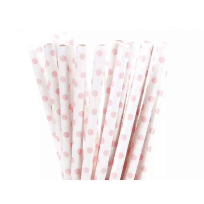 Šiaudeliai “Balti su rožiniais taškeliais” (25vn)