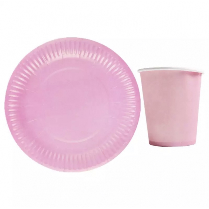 Lėkštutės+puodeliai "Rožiniai"(20vnt)
