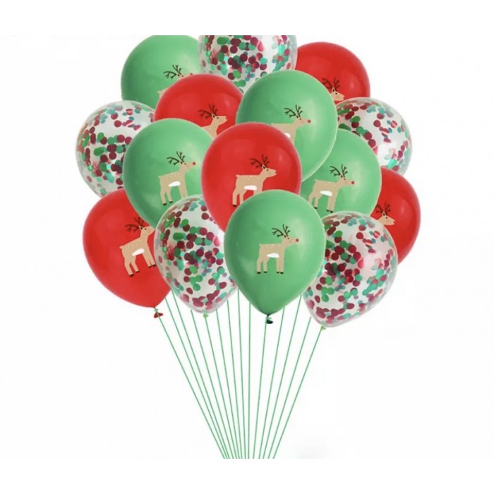 Kalėdiniai balionai "Briedžiai" (15vnt,30cm)